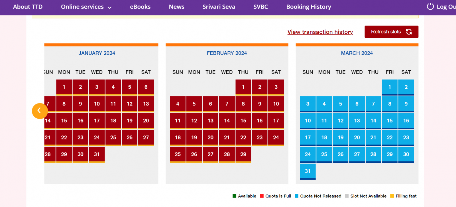 select your desired date when you want to have darshan