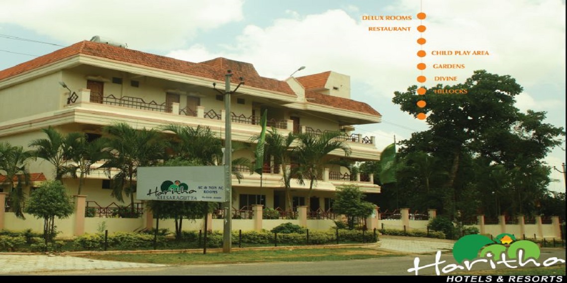 Haritha Hotel Keesaragutta building near the Ramalingeswara temple hill
