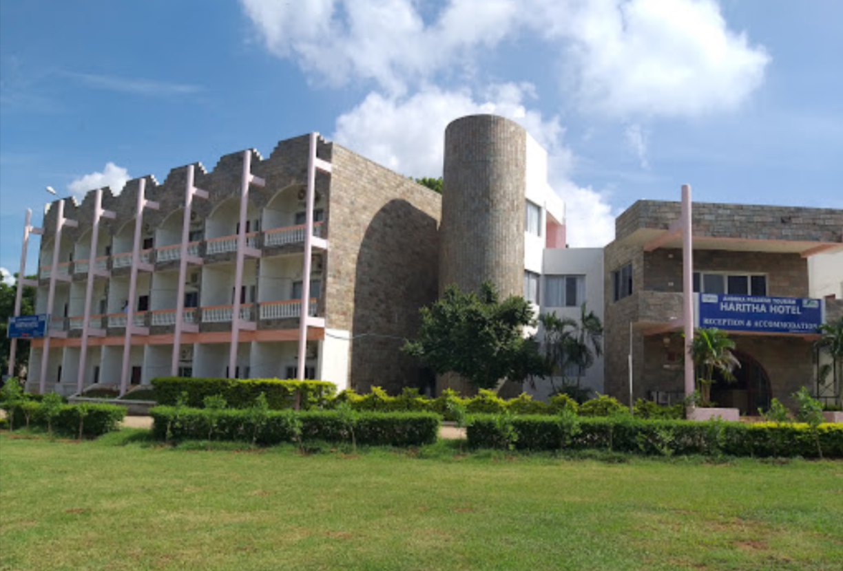 Haritha Hotel building at Vijayapuri South near Nagarjuna Sagar
