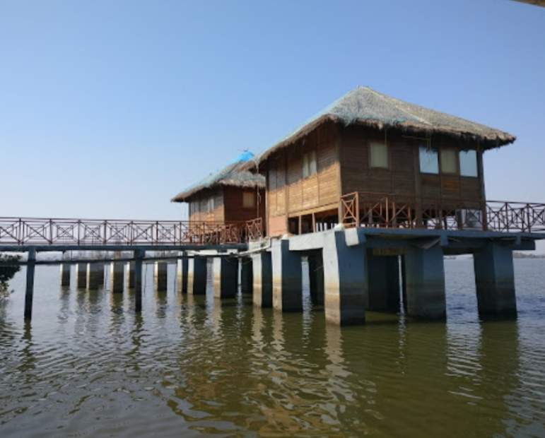 Haritha rooms on an island at Laknavaram Lake with the suspension bridge