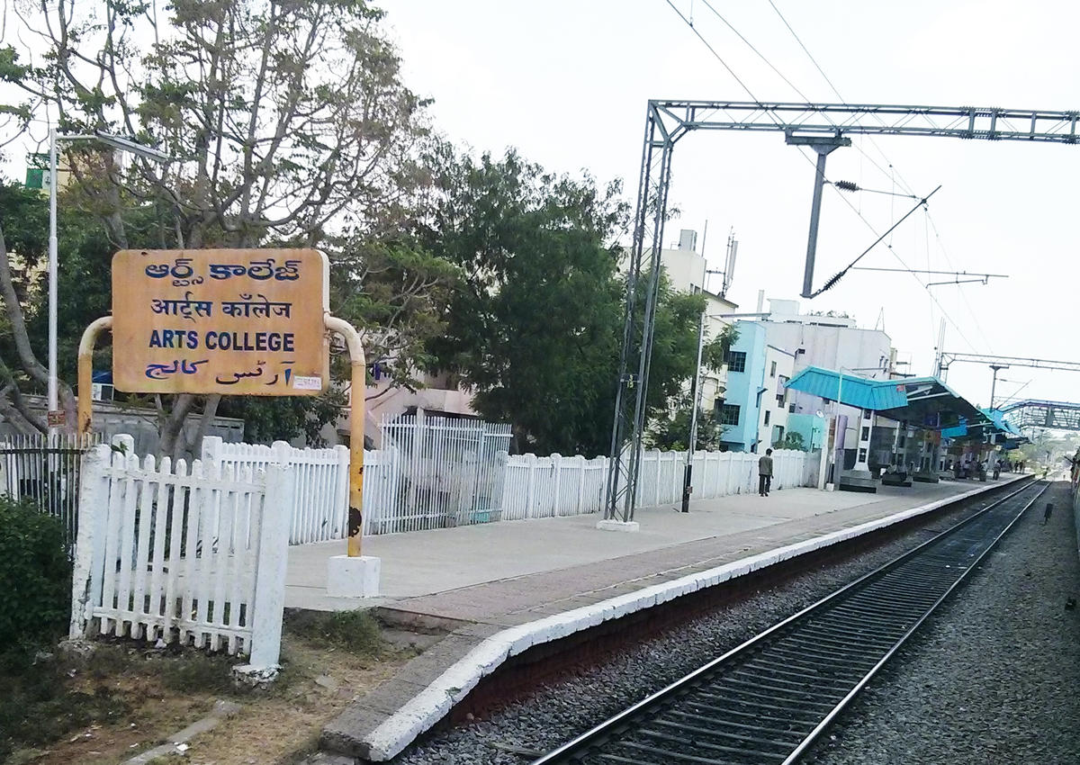 MMTS local train at Arts College station in Hyderabad