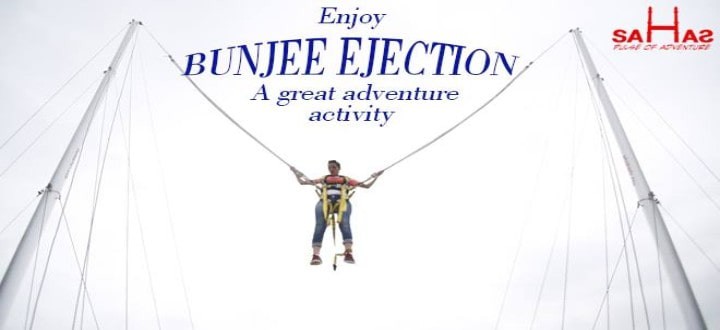 Participant launched into the air on the bungee ejection at Sahas Ramoji