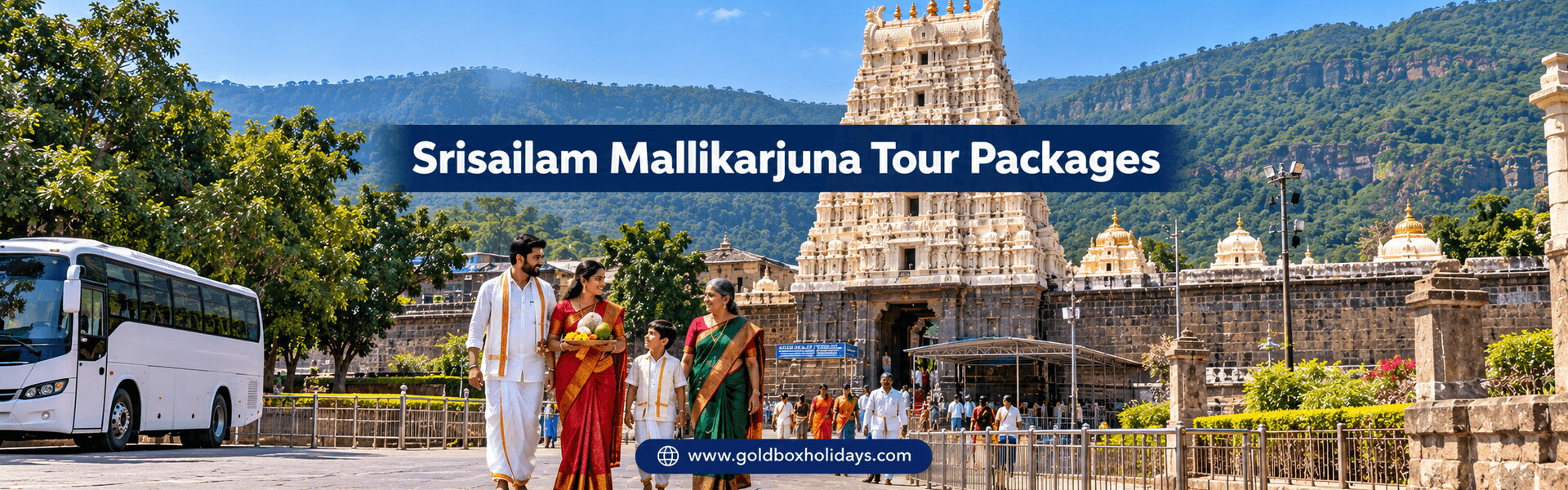Pilgrims walking to the Mallikarjuna Swamy temple gopuram at Srisailam, Srisailam tours