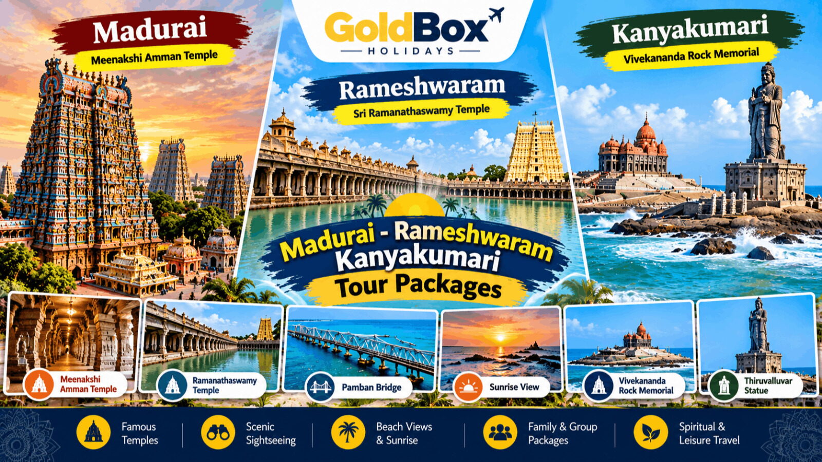 Madurai Rameshwaram Kanyakumari Tour Packages