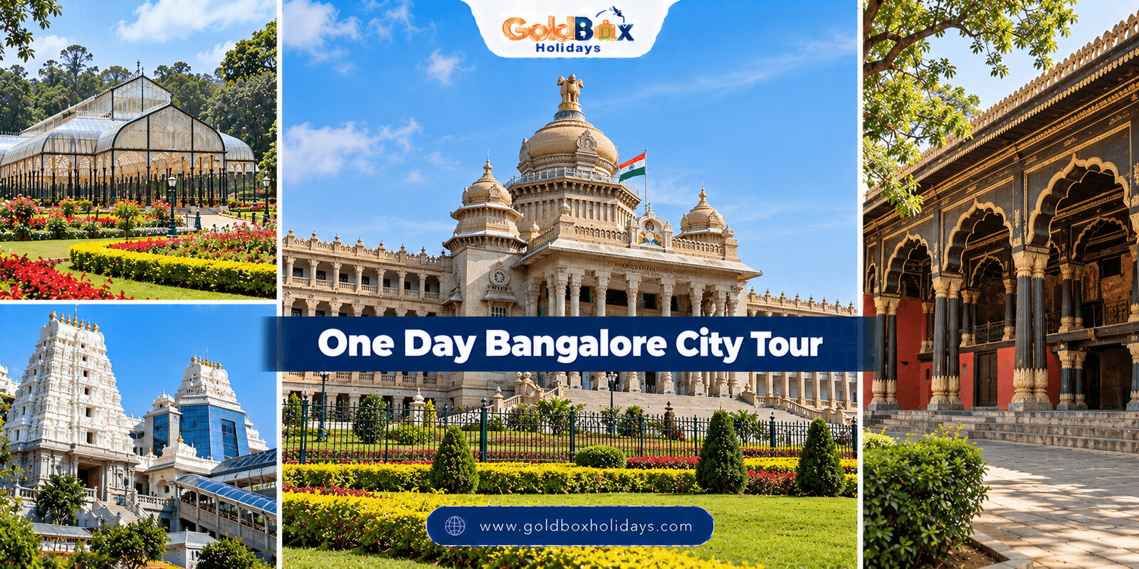 One Day Bangalore City Tour - Vidhana Soudha, Lalbagh Botanical Garden glass house, ISKCON Temple Bangalore, Tipu Sultan Summer Palace