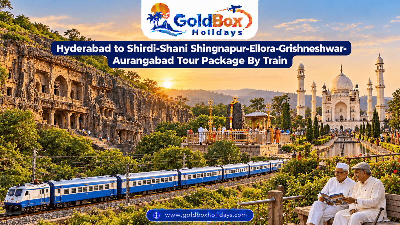 Ellora cave cliff, Shani Shingnapur stone and Bibi Ka Maqbara at golden hour with friends