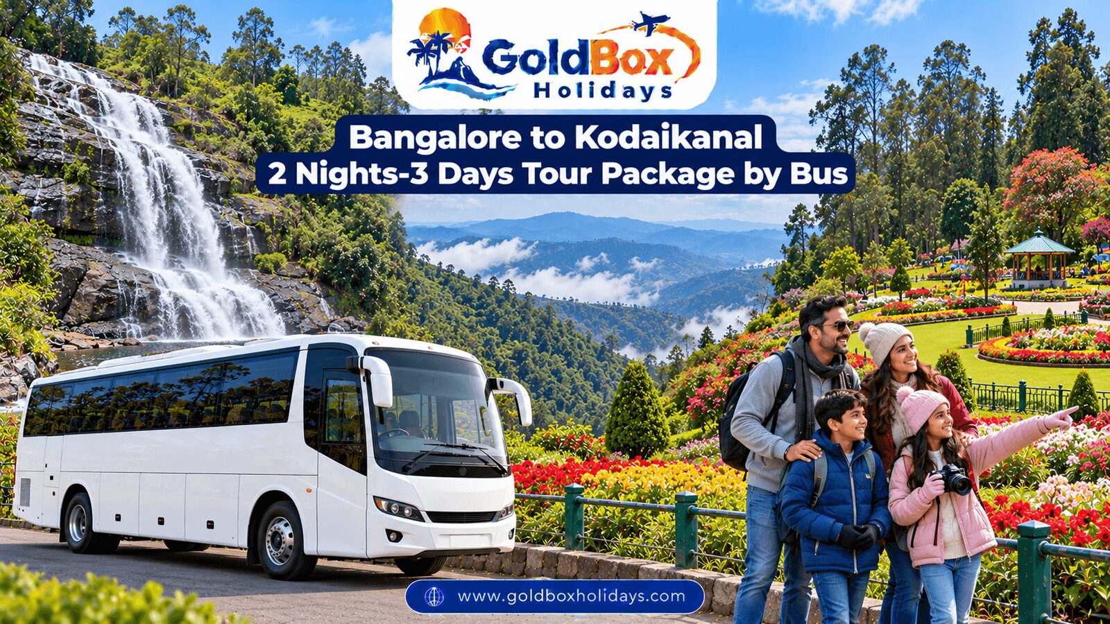 Silver Cascade falls, Green Valley View and Bryant Park with a family, Kodaikanal 3 day tour