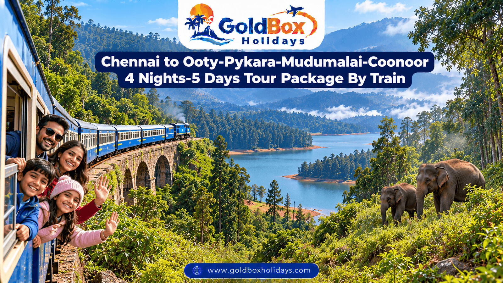 Nilgiri toy train on a bridge, Pykara Lake and Mudumalai elephants, Ooty Coonoor 5 day tour