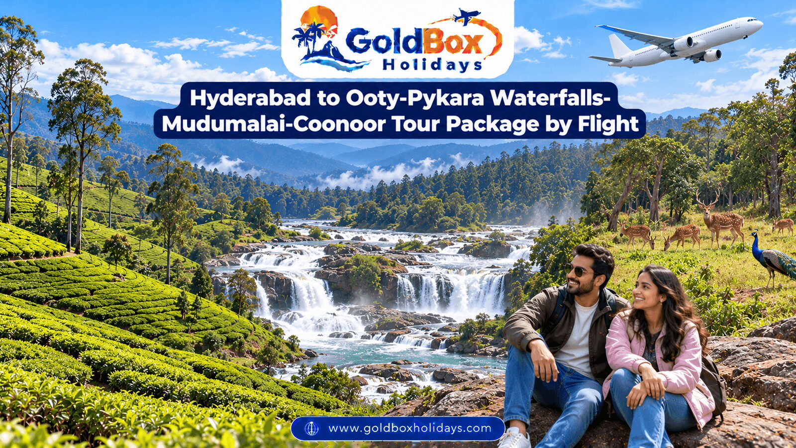 Ooty tea slopes, Pykara Falls and Mudumalai deer with a couple, 4 day Ooty tour