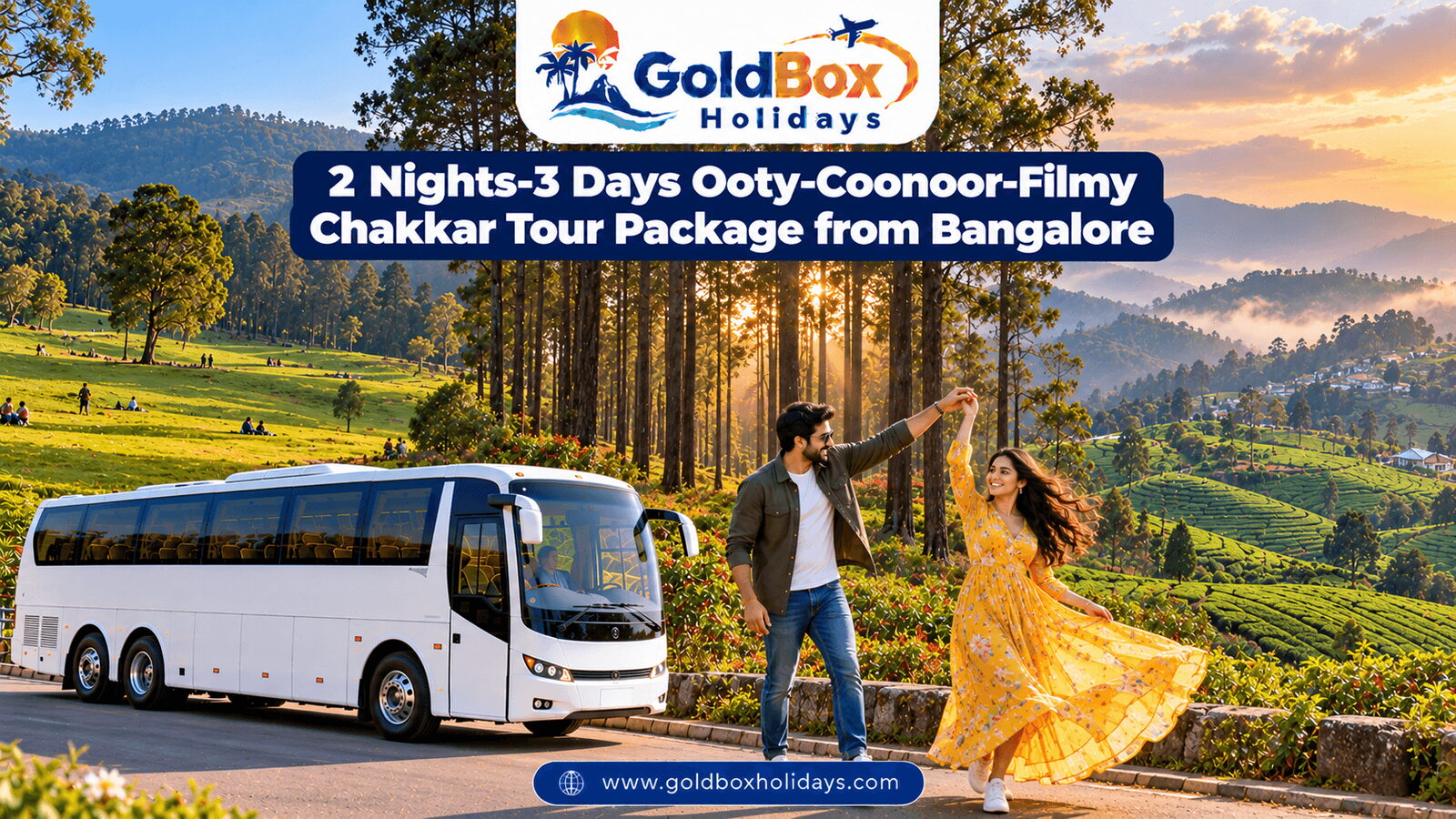 Ooty shooting point meadows, pine forest and Coonoor tea hills with a couple, 3 day tour