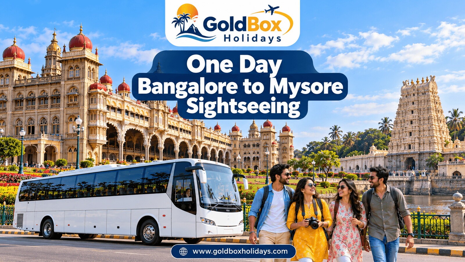 St Philomena's Church spires and Srirangapatna temple gopuram with friends, Mysore day tour
