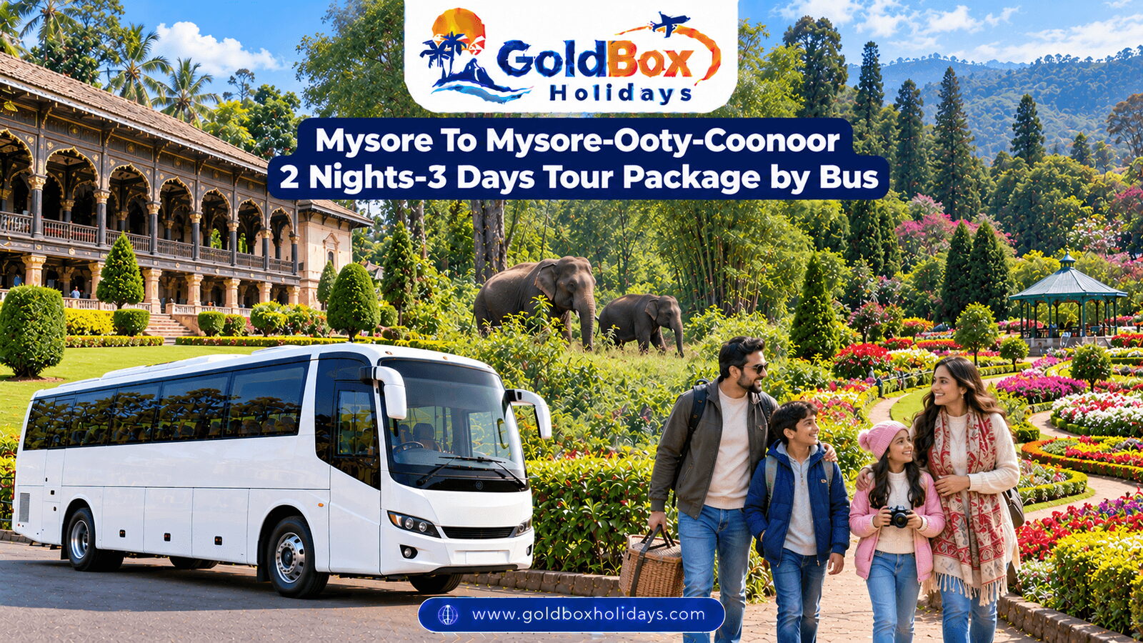 Tipu's summer palace, Mudumalai elephants and Sim's Park Coonoor with a family, 3 day tour