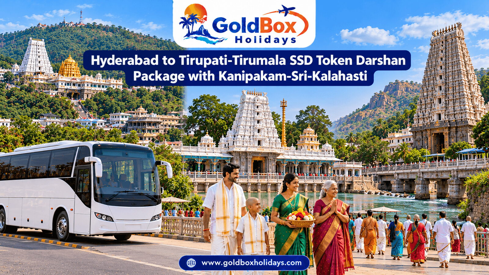 Tirumala hills, Kanipakam temple and Srikalahasti gopuram with pilgrims, 2 day darshan tour