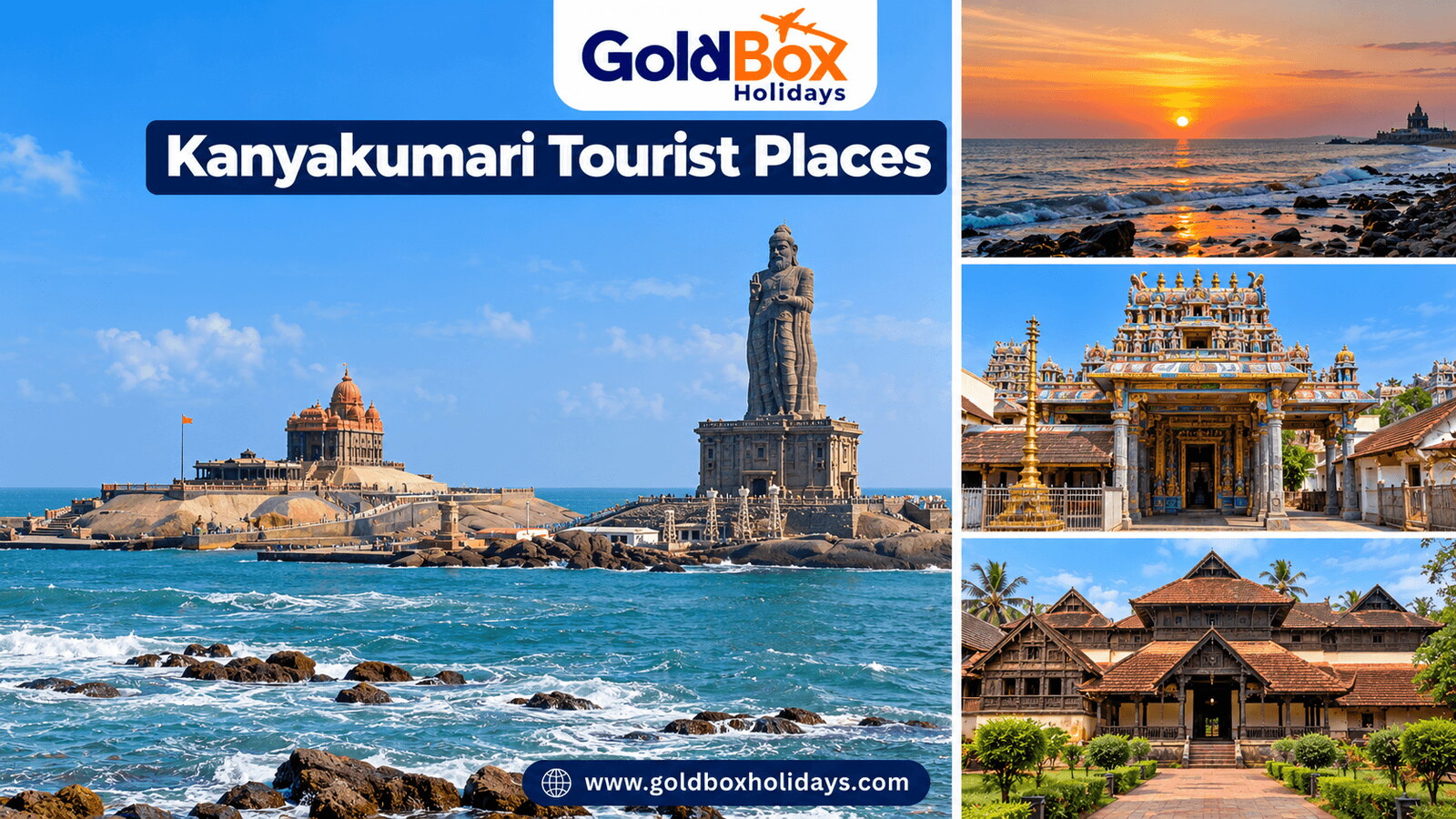 Tourist places in Kanyakumari: Vivekananda Rock Memorial and Thiruvalluvar Statue, sunrise at Kanyak