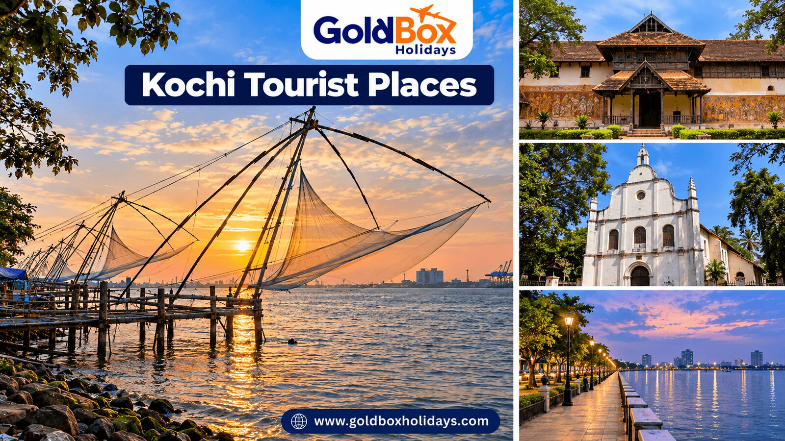 Tourist places in Kochi: Chinese Fishing Nets at Fort Kochi, Mattancherry Palace, St. Francis Church