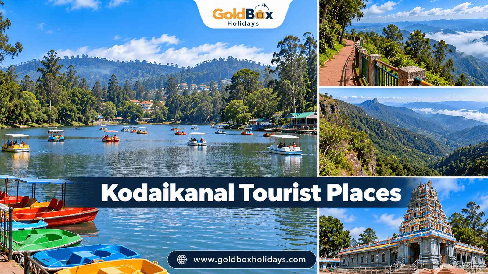 Tourist places in Kodaikanal: Kodaikanal Lake, Coaker's Walk, Green Valley View, Kurinji Andavar Tem
