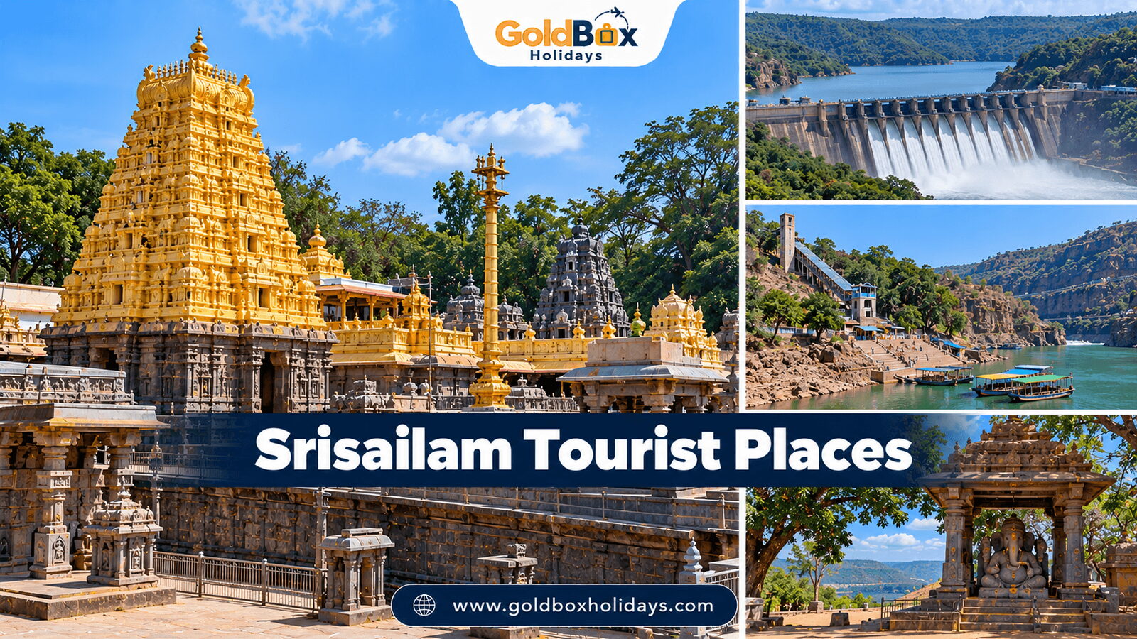 Tourist places in Srisailam: Mallikarjuna Swamy Temple, Srisailam Dam, Pathala Ganga, Sakshi Ganapat